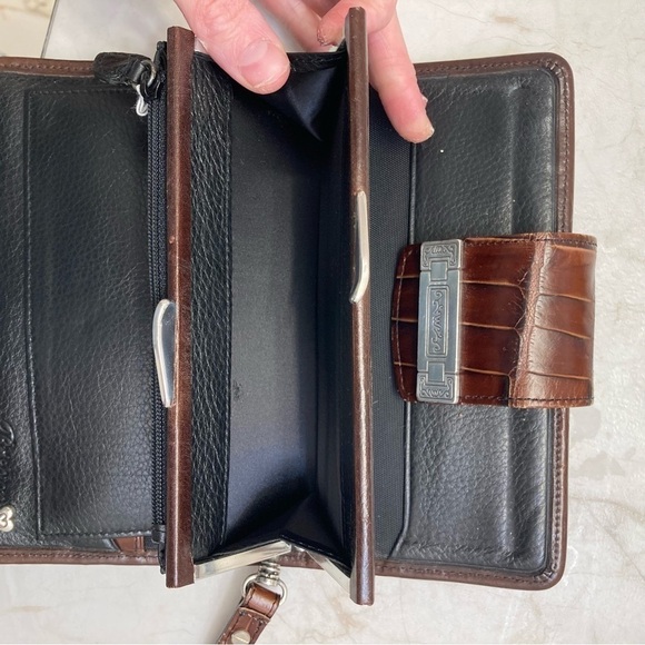 Brighton brown woven leather clutch bag wristlet